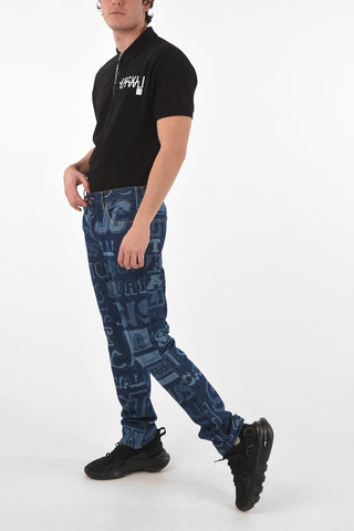 18cm all over logo printed straight fit jeans