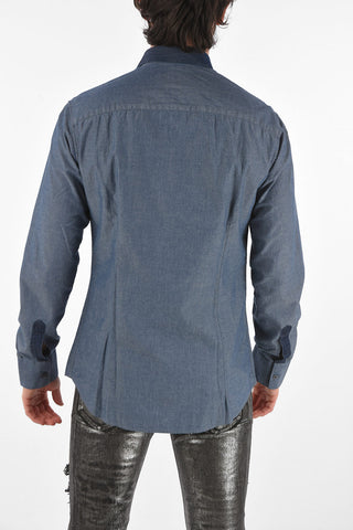HOMME Camicia LS LEONARD in denim con taschino