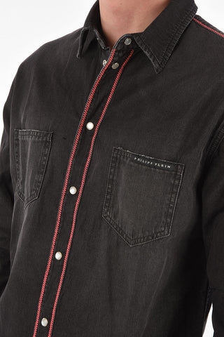 denim LS HUNT ME shirt with breast pockets