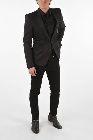 center vent peak lapel 2 buttonts blazer