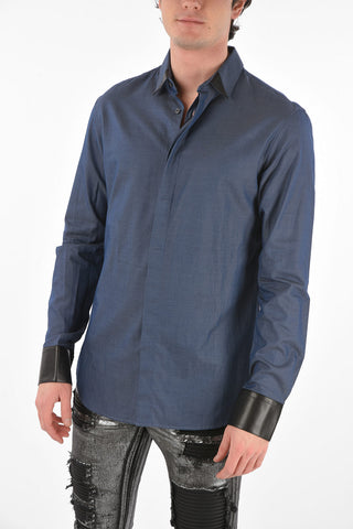 HOMME faux leather details Platinum Cut LS BAPTIST shirt