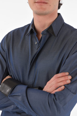 HOMME faux leather details Platinum Cut LS BAPTIST shirt