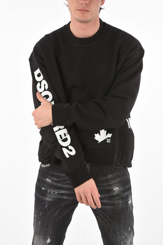 Printed Crew-neck Sweatshirt With Maxi Patch Pocket