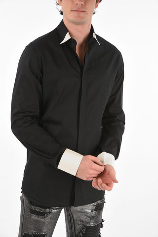 HOMME faux leather details Platinum Cut LS BAPTIST shirt