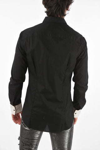 HOMME faux leather details Platinum Cut LS BAPTIST shirt