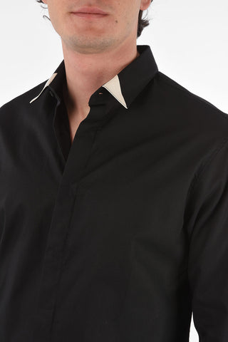 HOMME faux leather details Platinum Cut LS BAPTIST shirt