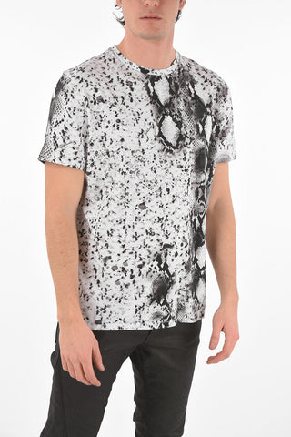 Crew Neck Snake Printed Cotton T-Shirt