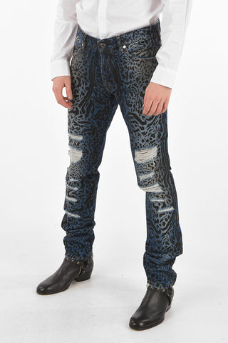 18cm mid waist animal printed JUST jeans