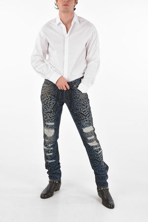 18cm mid waist animal printed JUST jeans