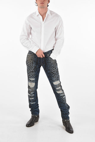 18cm mid waist animal printed JUST jeans