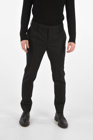 Pantaloni Sartoriali Gessati in Lana Vergine