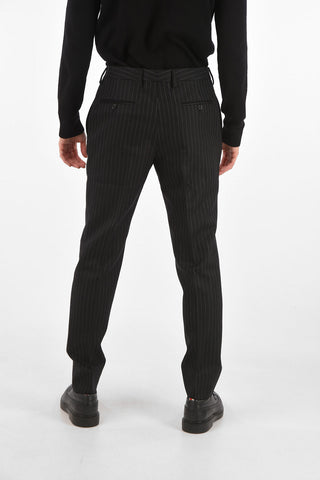 Pantaloni Sartoriali Gessati in Lana Vergine