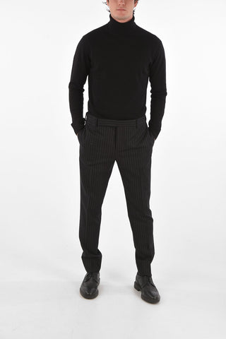 Pantaloni Sartoriali Gessati in Lana Vergine