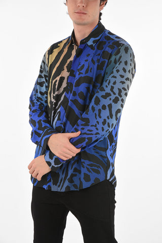 Multicolor Animal Printed Shirt with Hidden Buttoning