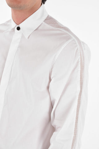 camicia collo italiano con dettagli openwork