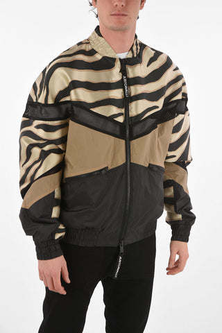 Tiger printed bomber with zip closure