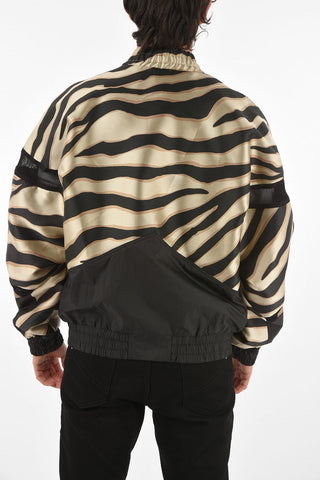 Tiger printed bomber with zip closure