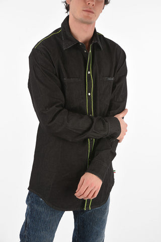 denim snap buttons HUNT ME shirt