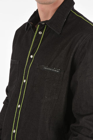 denim snap buttons HUNT ME shirt