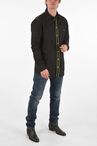 denim snap buttons HUNT ME shirt