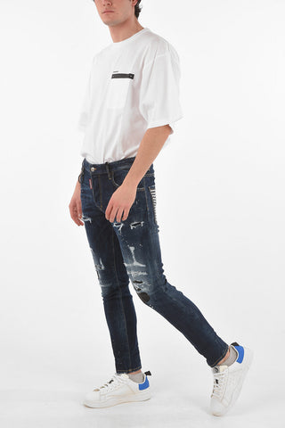 Jeans SKATER effetto vintage con borchie 15cm