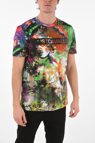 Crew Neck ABSTRACT Printed T-Shirt with Logo