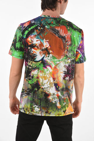 Crew Neck ABSTRACT Printed T-Shirt with Logo