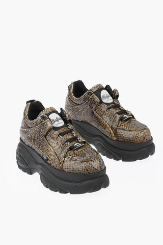 Sneakers in Pelle Stampa Serpente con Platform 4cm