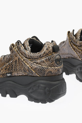 Sneakers in Pelle Stampa Serpente con Platform 4cm