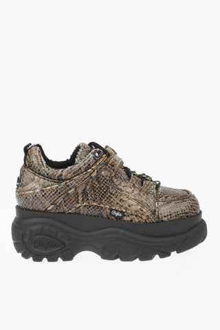 Sneakers in Pelle Stampa Serpente con Platform 4cm