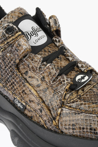 Sneakers in Pelle Stampa Serpente con Platform 4cm