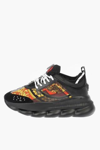 Printed Leather and Fabric Sneakers