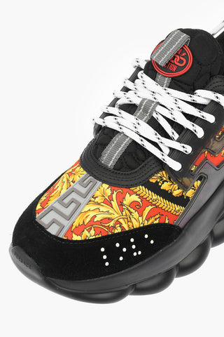 Printed Leather and Fabric Sneakers