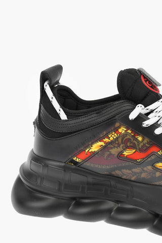 Printed Leather and Fabric Sneakers