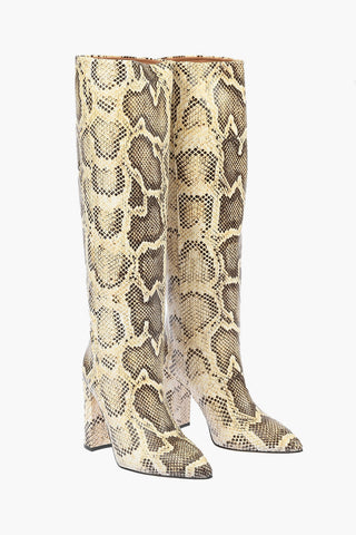 10cm Leather Python Printed Boots