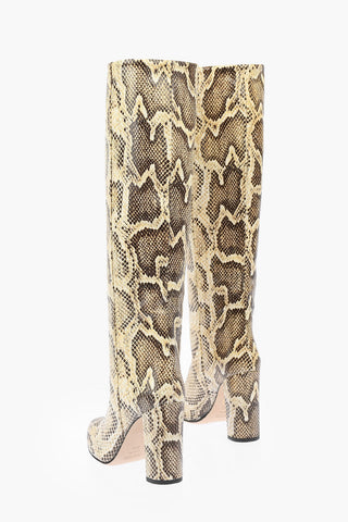 10cm Leather Python Printed Boots