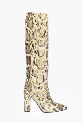 10cm Leather Python Printed Boots