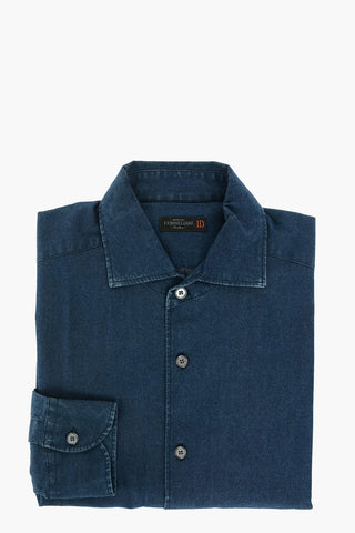 ID Camicia in Denim con Collo Francese