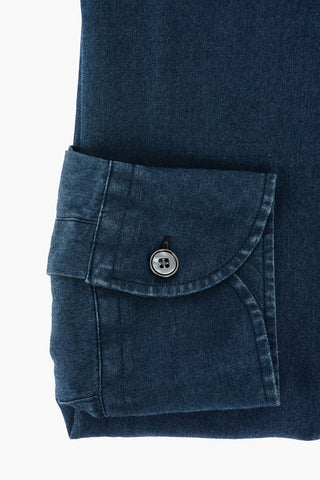 ID Camicia in Denim con Collo Francese