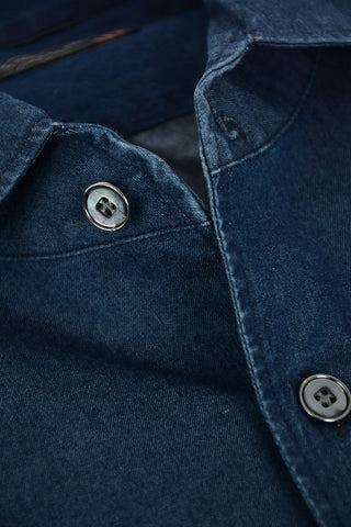 ID Camicia in Denim con Collo Francese