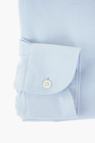 Camicia in Cotone Herringbone con Collo Francese