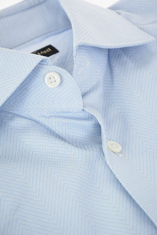 Camicia in Cotone Herringbone con Collo Francese