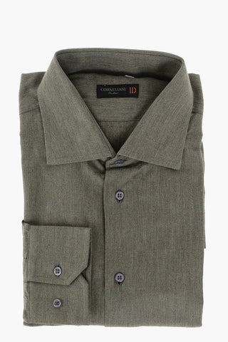 ID Herringbone Cotton Shirt with Standard Collar