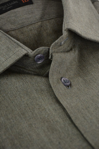 ID Herringbone Cotton Shirt with Standard Collar