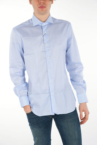 Herringbone Cotton Shirt with Standard Collar