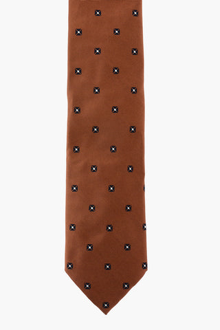 EZ LUXURY silk tie with geometric embroidery