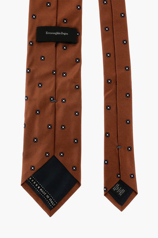 EZ LUXURY silk tie with geometric embroidery