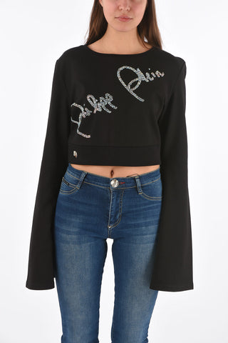 COUTURE T-Shirt crop NOW DREAM con manica angelo