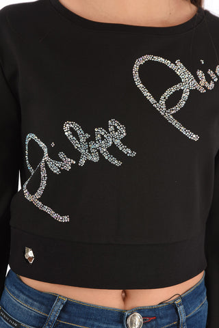 COUTURE T-Shirt crop NOW DREAM con manica angelo