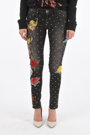 allo over crystal and patch embroidered IGGY jeggings